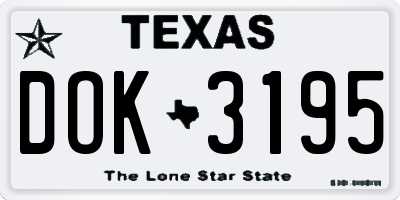 TX license plate DOK3195