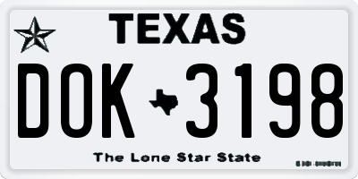 TX license plate DOK3198