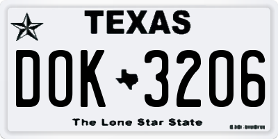 TX license plate DOK3206