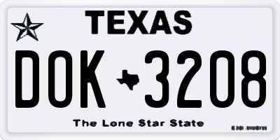 TX license plate DOK3208