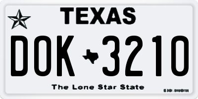 TX license plate DOK3210
