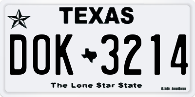 TX license plate DOK3214