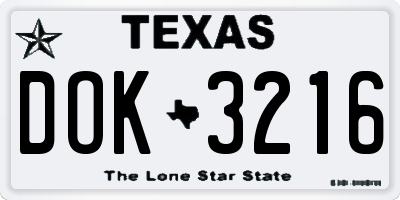 TX license plate DOK3216