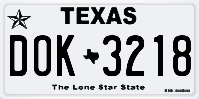 TX license plate DOK3218