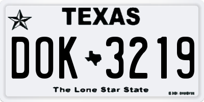 TX license plate DOK3219