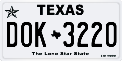 TX license plate DOK3220