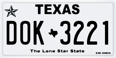 TX license plate DOK3221