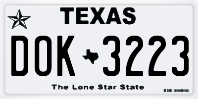 TX license plate DOK3223