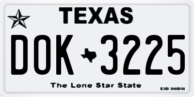 TX license plate DOK3225