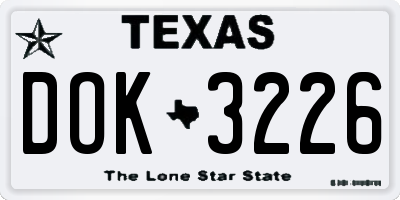 TX license plate DOK3226