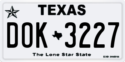 TX license plate DOK3227