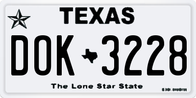 TX license plate DOK3228