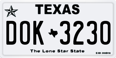 TX license plate DOK3230