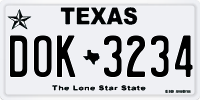 TX license plate DOK3234