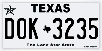 TX license plate DOK3235
