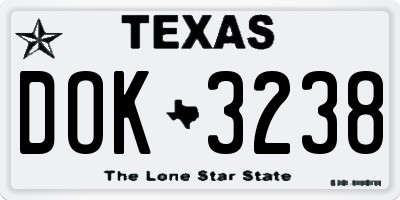 TX license plate DOK3238