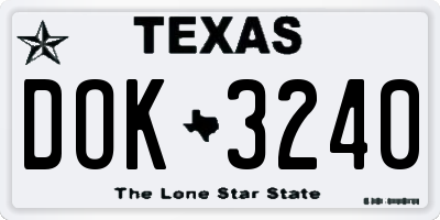 TX license plate DOK3240
