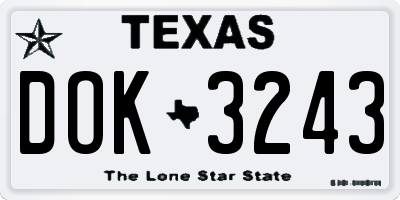 TX license plate DOK3243