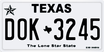TX license plate DOK3245