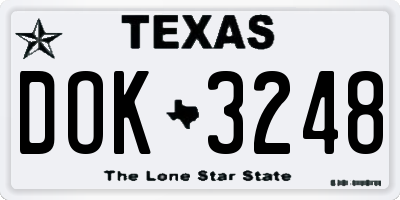 TX license plate DOK3248