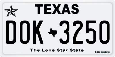 TX license plate DOK3250