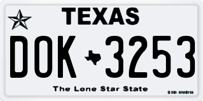 TX license plate DOK3253