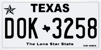 TX license plate DOK3258