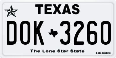 TX license plate DOK3260