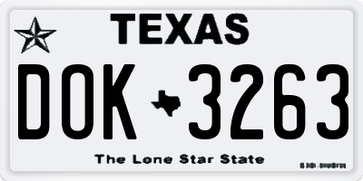 TX license plate DOK3263