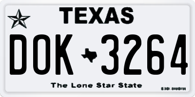 TX license plate DOK3264