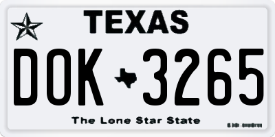 TX license plate DOK3265