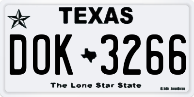 TX license plate DOK3266