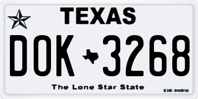 TX license plate DOK3268
