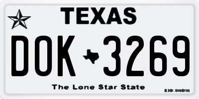 TX license plate DOK3269