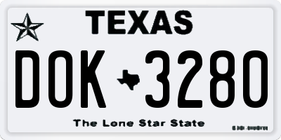 TX license plate DOK3280