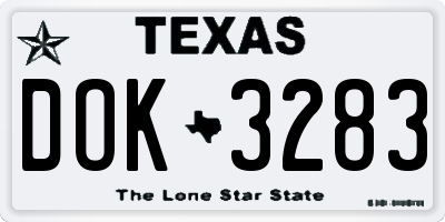 TX license plate DOK3283