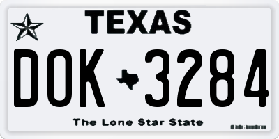 TX license plate DOK3284