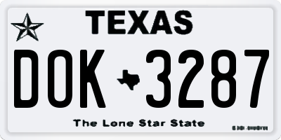 TX license plate DOK3287