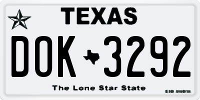 TX license plate DOK3292