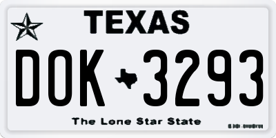 TX license plate DOK3293