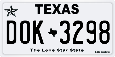 TX license plate DOK3298