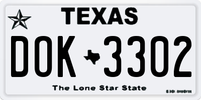 TX license plate DOK3302