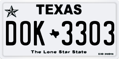 TX license plate DOK3303