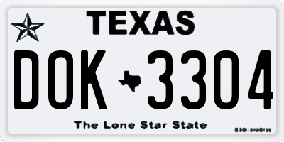 TX license plate DOK3304