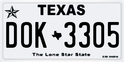 TX license plate DOK3305