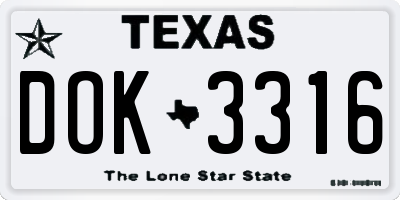 TX license plate DOK3316