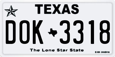 TX license plate DOK3318