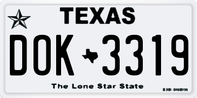 TX license plate DOK3319