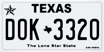 TX license plate DOK3320