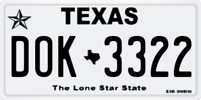 TX license plate DOK3322